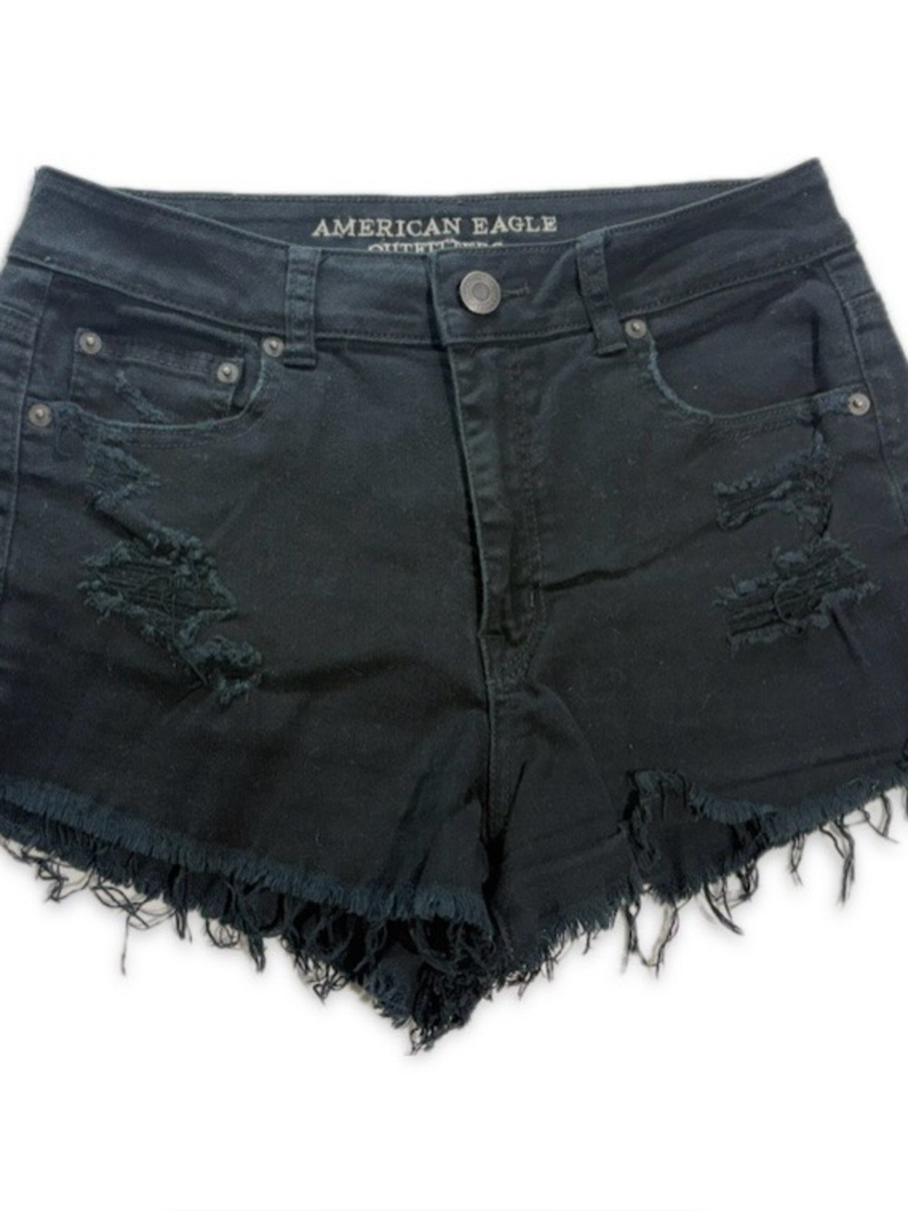 American Eagle Outfitters Black Distressed Cutoff Jean Shorts